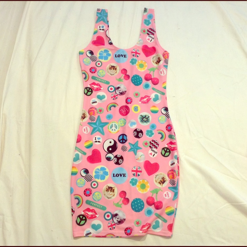 Baby Pink Kawaii Bodycon Mini Dress